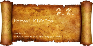 Horvai Klára névjegykártya